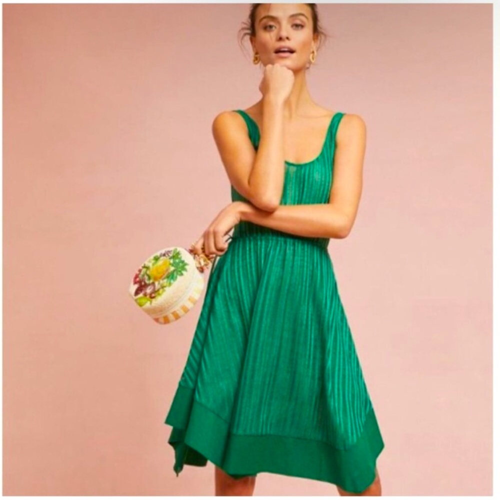 Tracy Reese X Anthropologie Lino Swing Dress Green